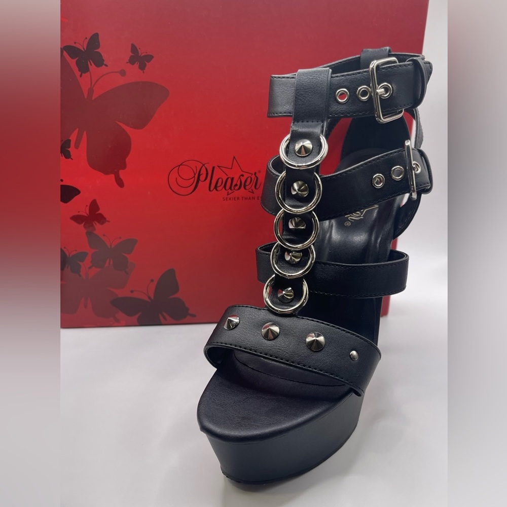 BNWB SIZE 9 PLEASER DELIGHT-658 6” T-STRAP CLOSE BACK EXOTIC DANCE SHOES